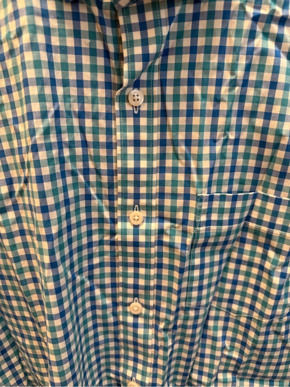 J. Crew Men’s Blue and White Gingham Button-Down Shirt